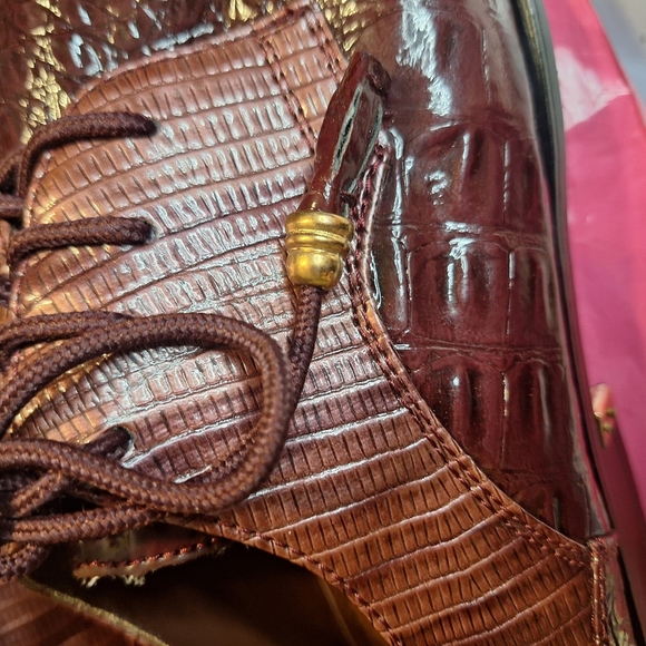 Miralto Elegant Brown Faux Alligator Men's Oxfords Shoes.Size 10 - Picture 7 of 10
